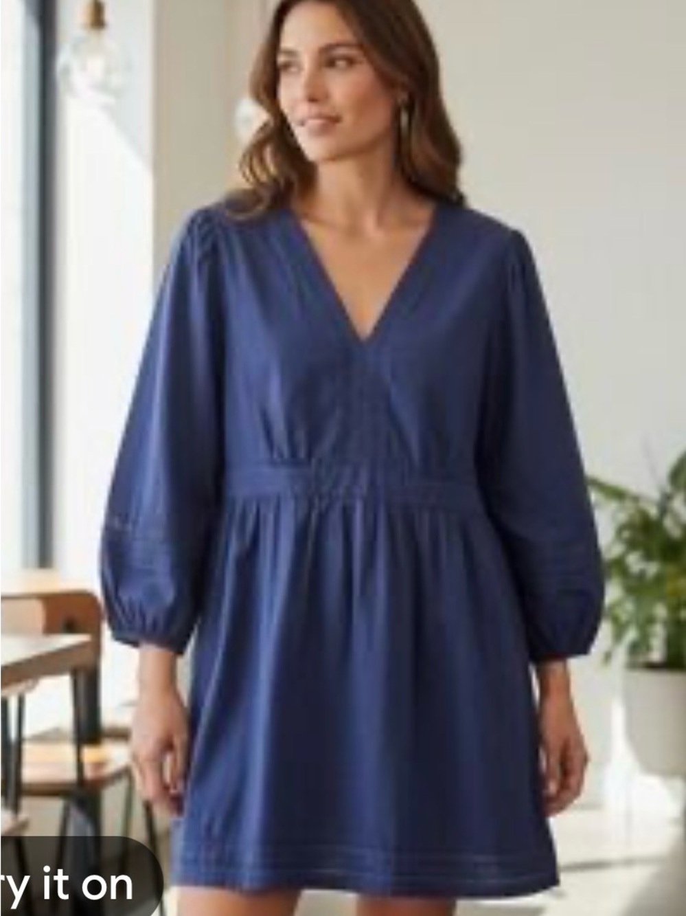 J.Crew navy blue dress with v-neckline and delicate lace trim - Size large